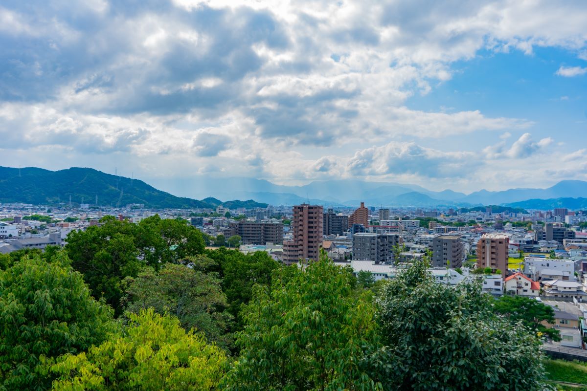 Cityscape of Matsuyama City from Dogo Park